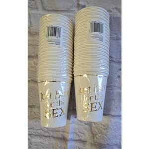 Gold and White Gender Reveal  Party Cups Just Here For The Sex